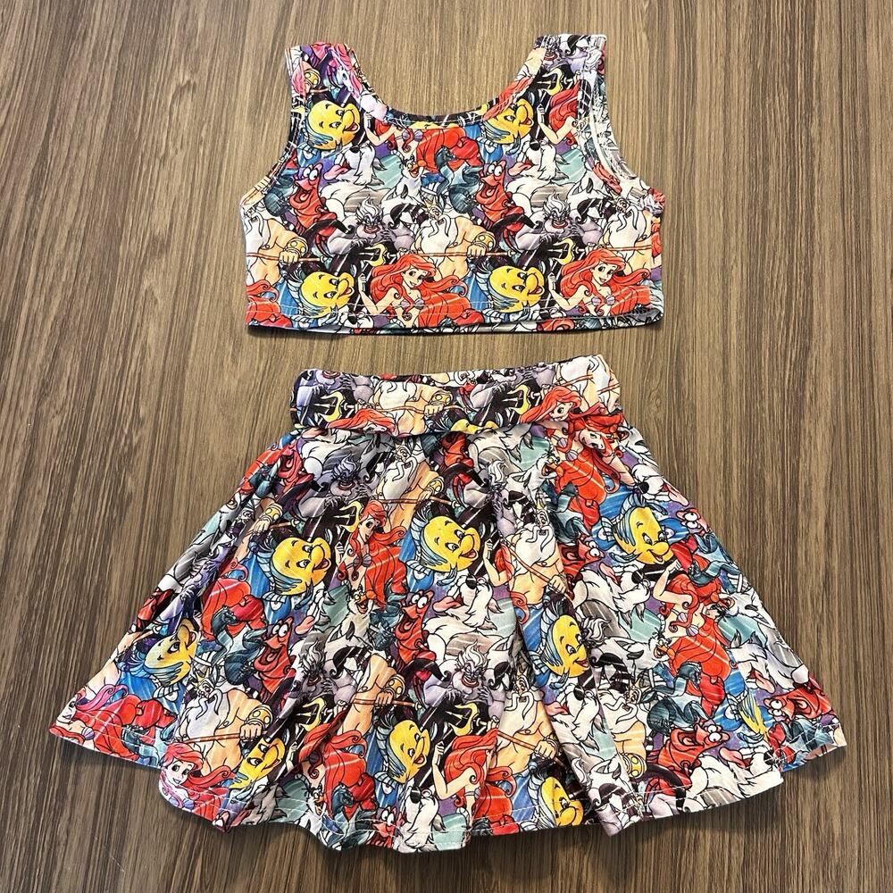 Ariel Little Mermaid Flounder Custom Toddler Girl Twirl Skirt Set 18M Disney